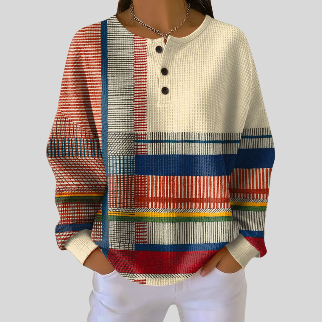 Marisela | Buttoned Henley Sweatshirt