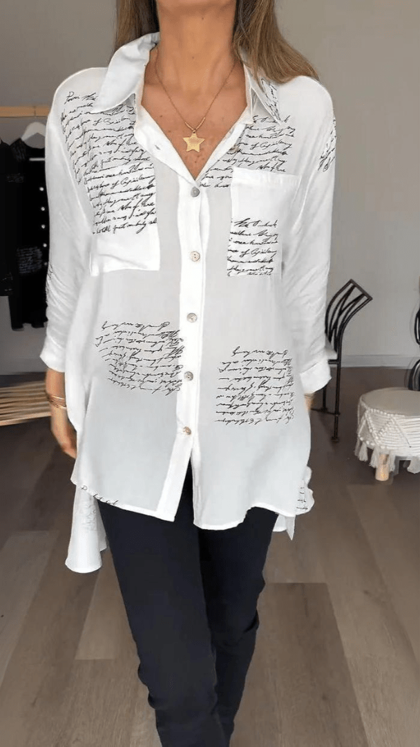 Sabine | Relaxed Script-Print Shirt