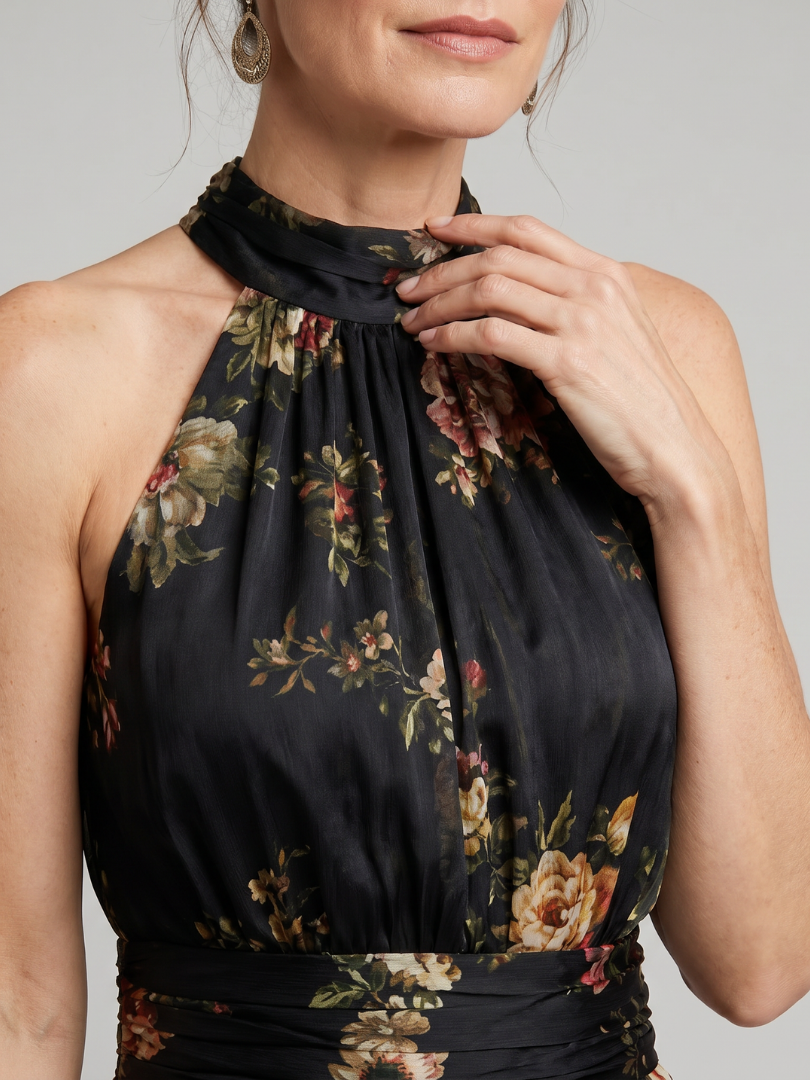 Evangeline | Floral Halter Neck Dress