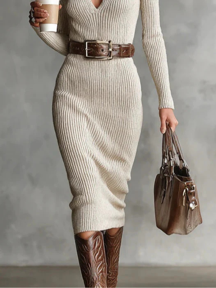 Lucienne | Ribbed Column Dress