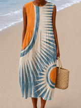 Tallulah | Artful Sleeveless Sun-Print Dress