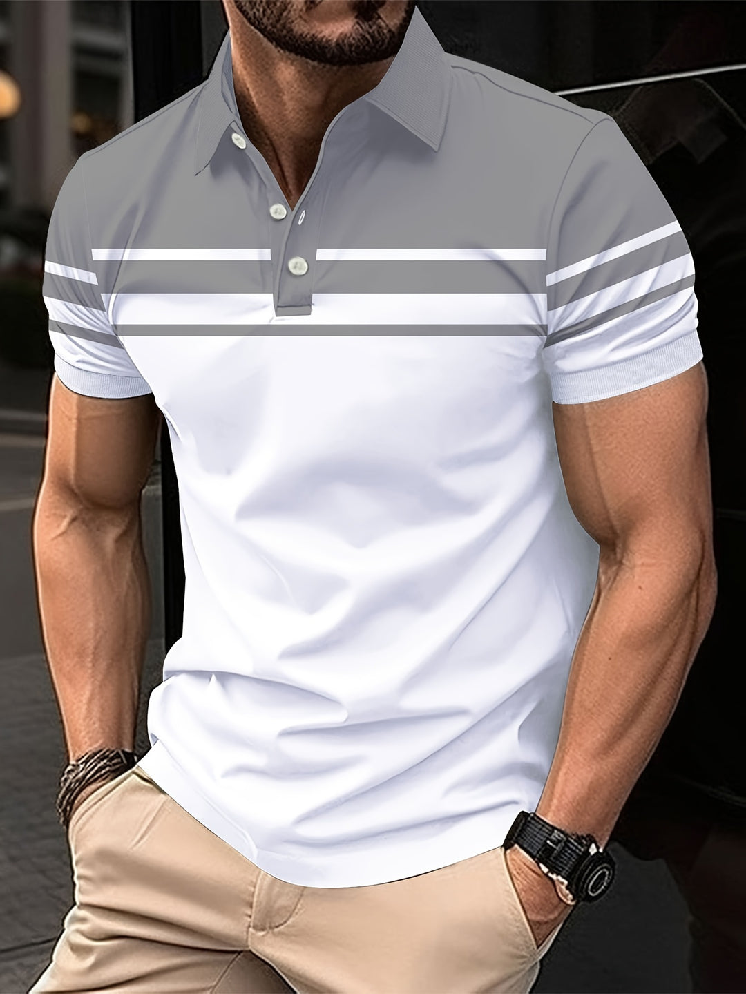 Crane | Men's Chest Stripe Short Sleeve Polo Shirt