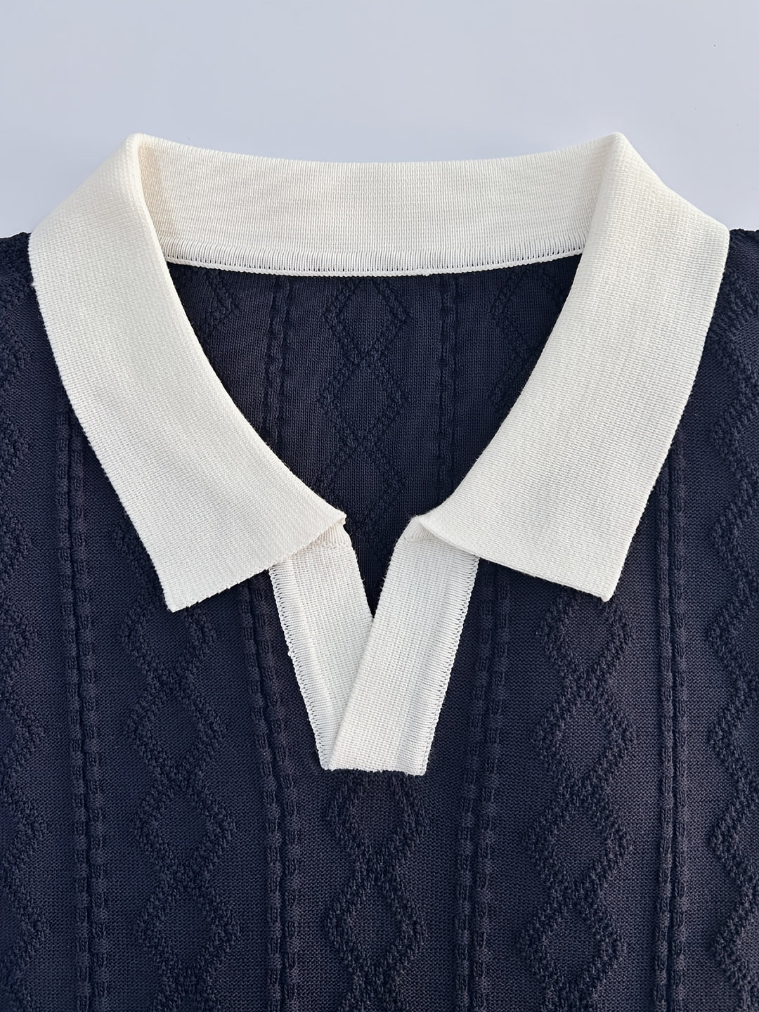 Curtis | Textured Contrast-Collar Polo Shirt