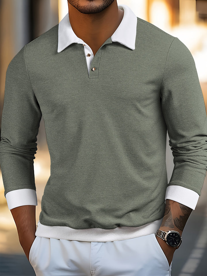 Clark | Men's Waffle Knit Contrast Collar Polo