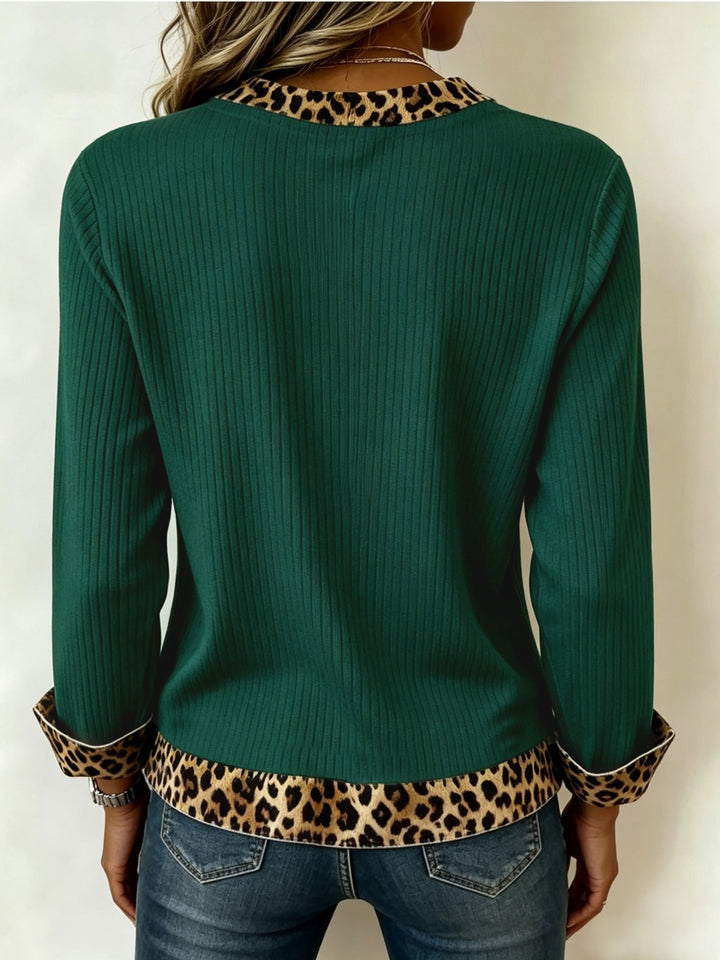 Elodie | Animal-Trim V-Neck Top