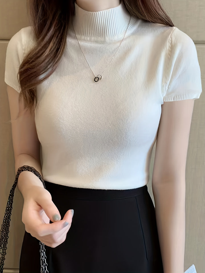 Josephine | Refined Mock-Neck Short-Sleeve Top