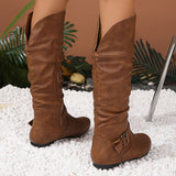 Katrina | Slouchy Buckle Knee-High Boots