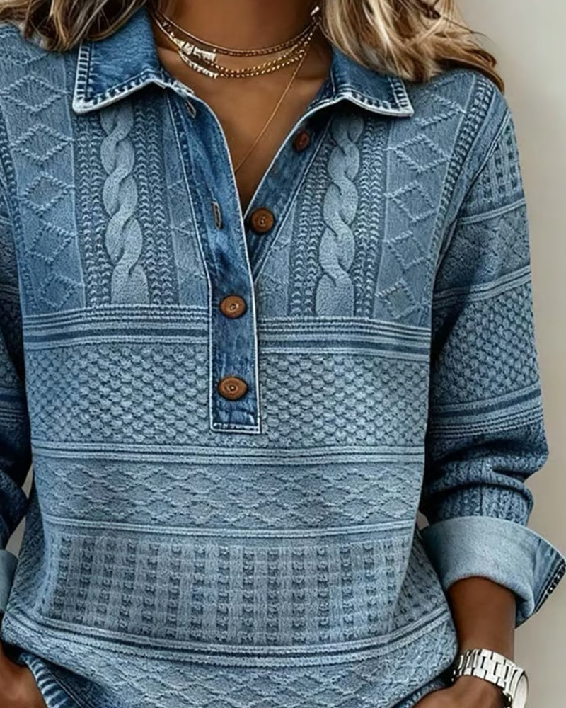 Delphina | Textured Collared Pullover