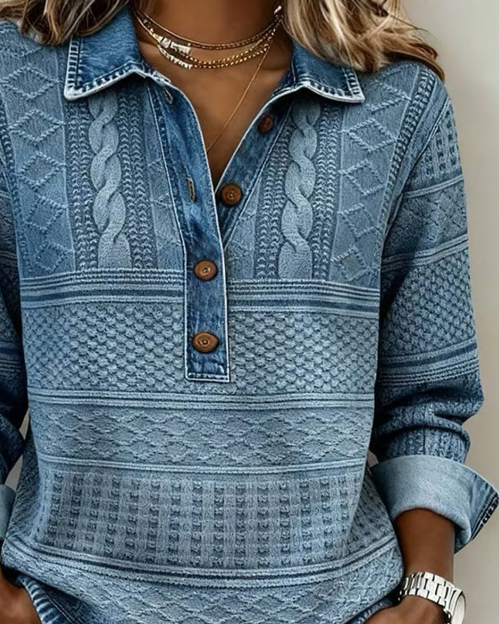 Delphina | Textured Collared Pullover