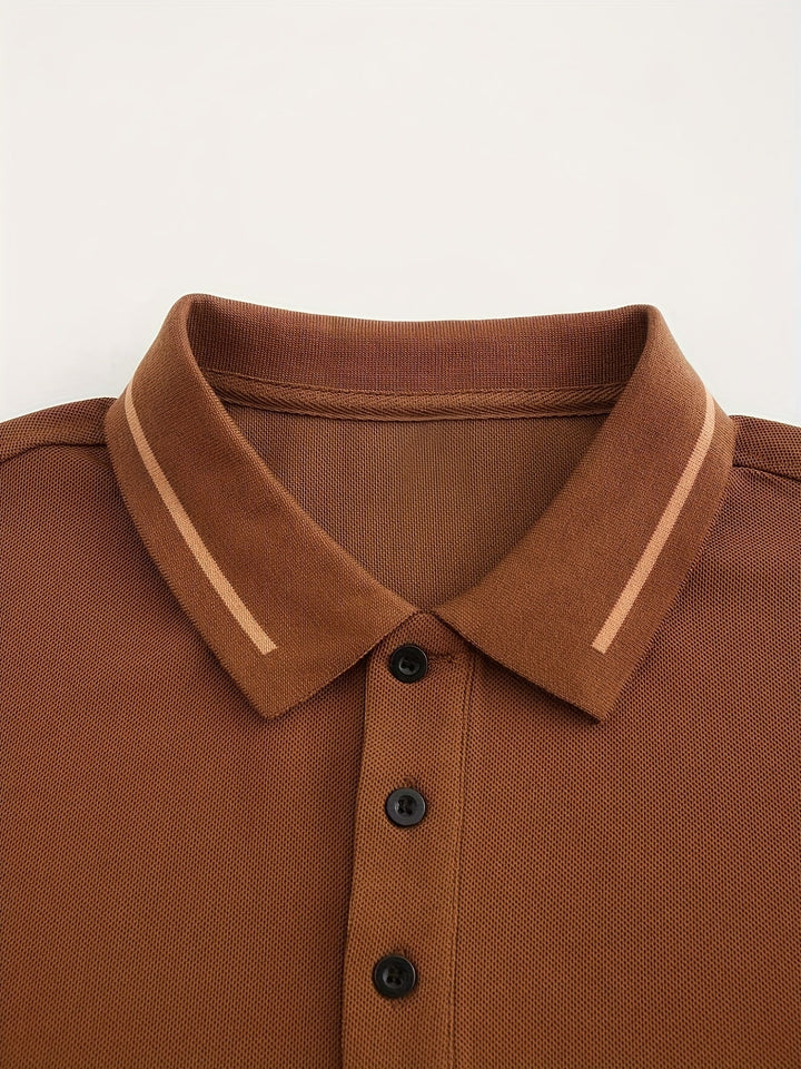 Nathaniel | Long Sleeve Contrast-Trim Polo
