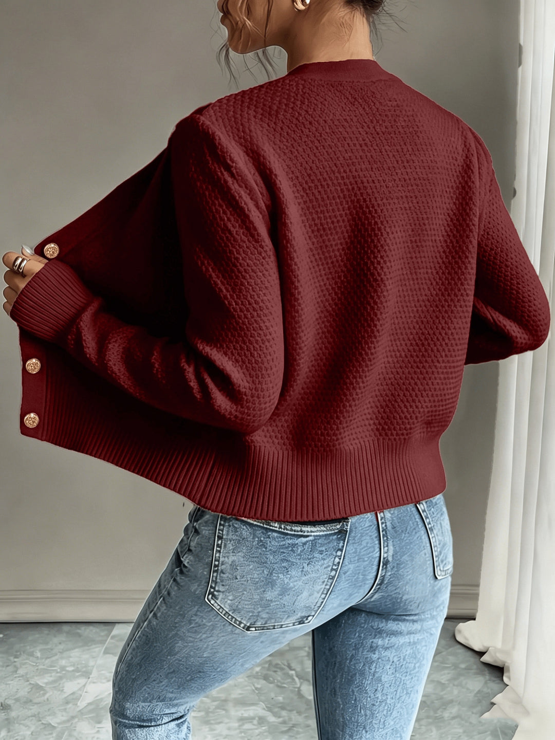 Eleanor | Cable-Knit Button-Front Cardigan