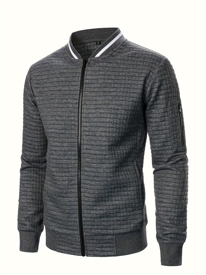 Marcus | Textured Stand-Collar Bomber Jacket