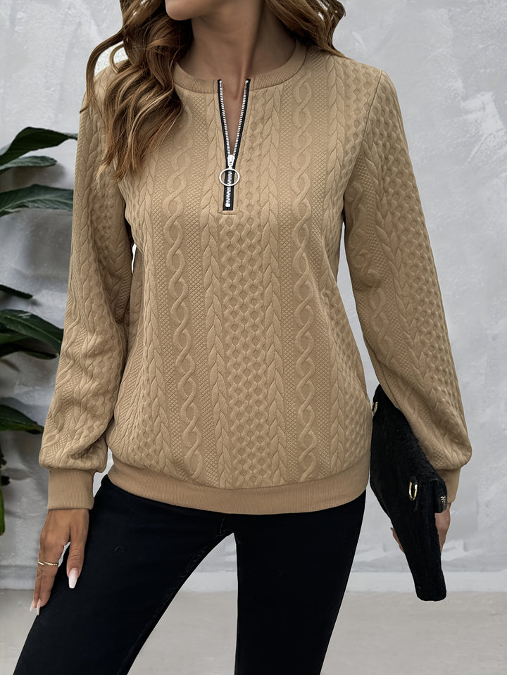 Corinne | Textured Half-Zip Sweatshirt