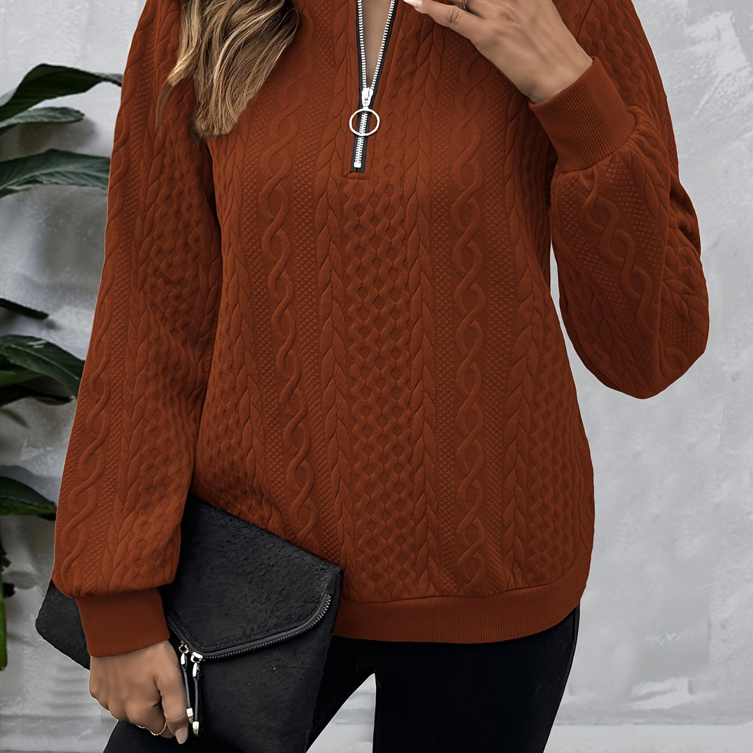 Corinne | Textured Half-Zip Sweatshirt