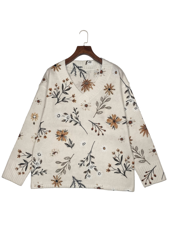 Gemma | Botanical V-Neck Sweater