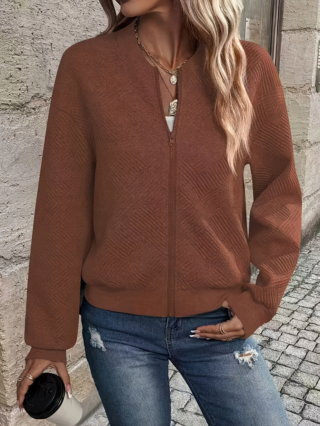 Charlotte | Textured Zip-Up Jacket