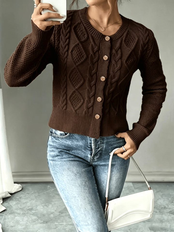 Eleanor | Cable-Knit Button-Front Cardigan