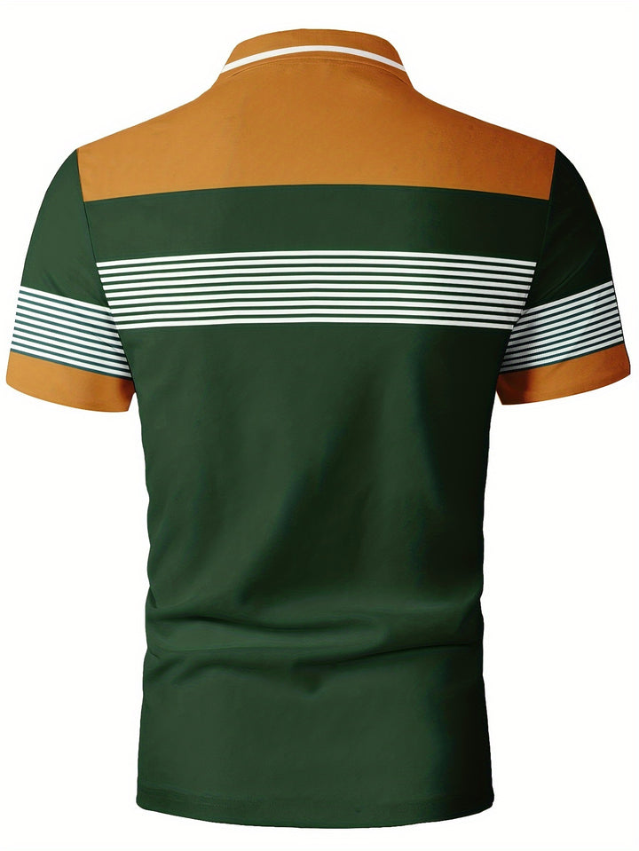Cassidy | Men's Striped Patchwork Short Sleeve Shirt