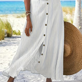 Diane | Button-Front A-Line Maxi Skirt