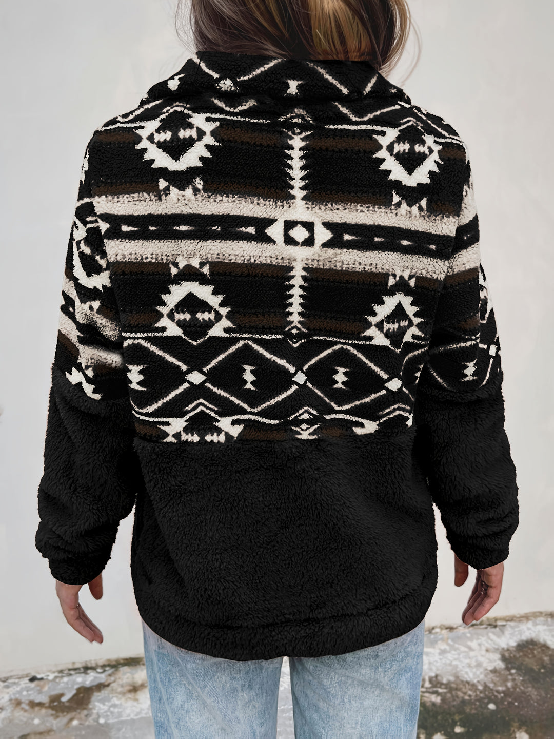 Sienna | Patterned Half-Zip Teddy Pullover