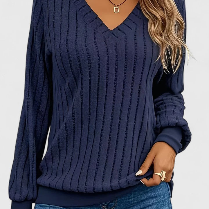 Bernice | Softly Textured V-Neck Sweater