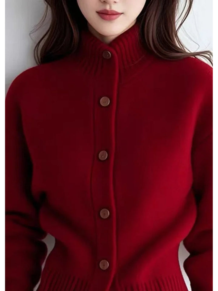Sabine | Button-Front Mock Neck Cardigan