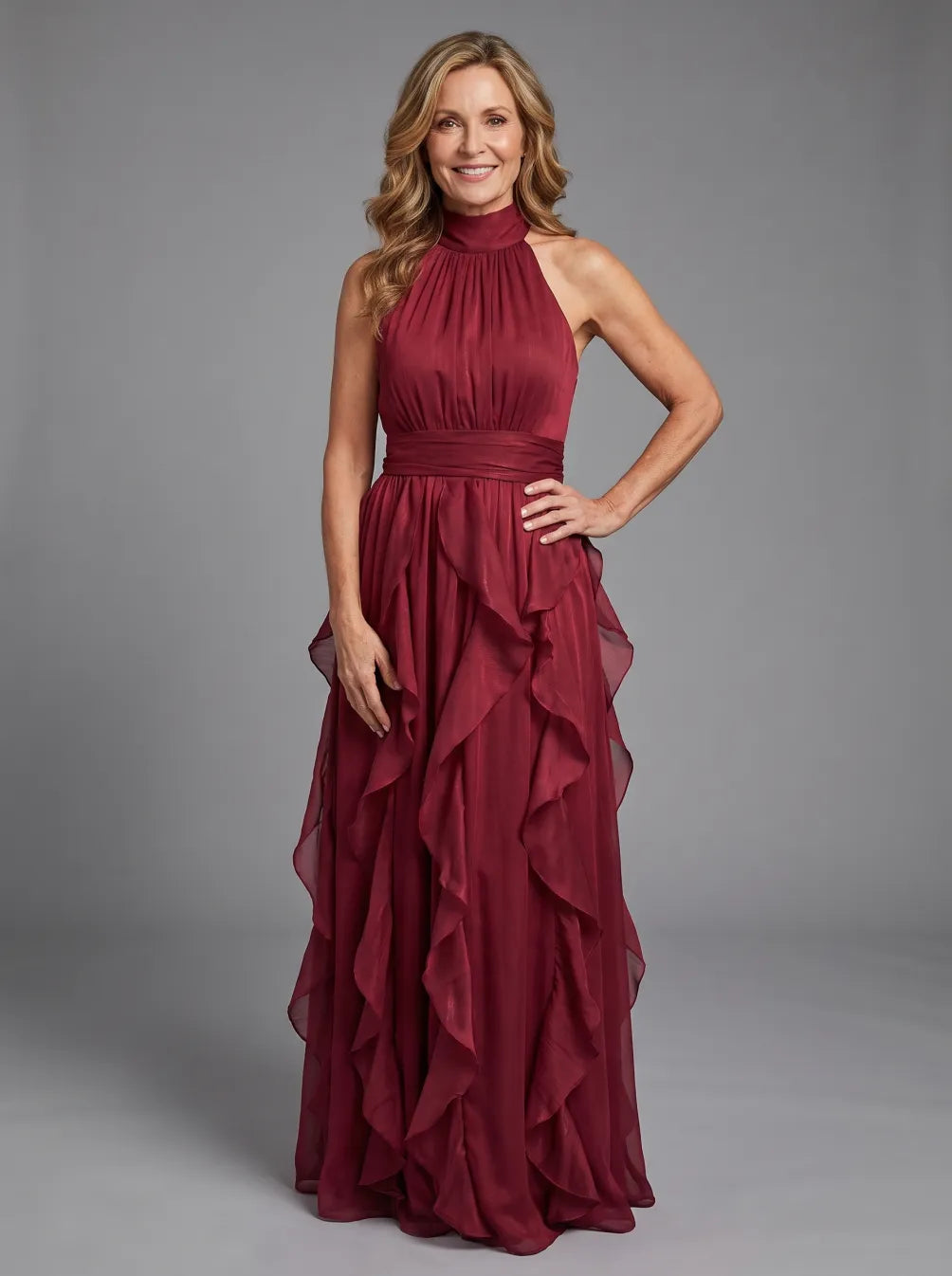 Sylvie | High-Neck Ruffle Maxi Dress