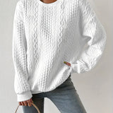Lila | Cable-Textured Crewneck Sweatshirt