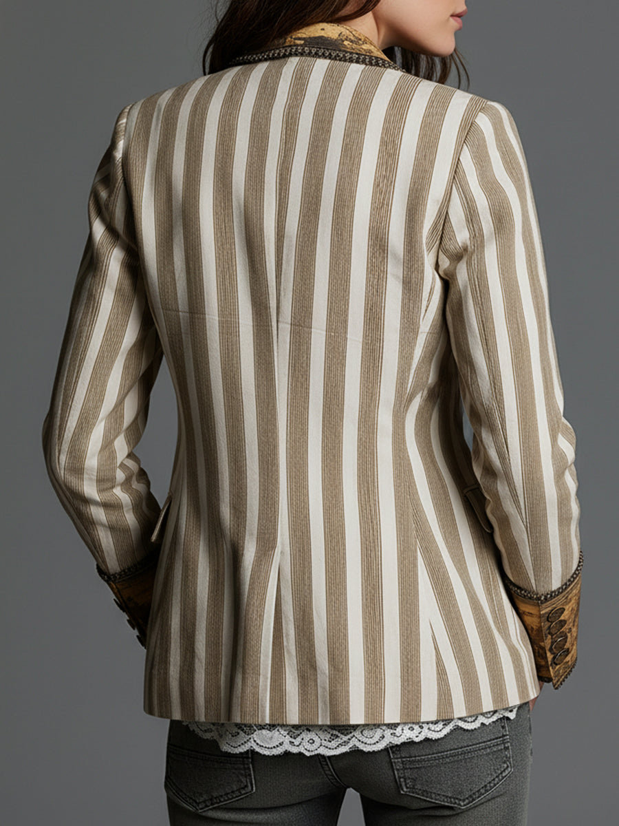 Celine | Artful Striped Lapel Blazer