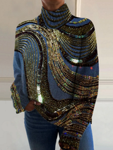 Yolanda | Shimmering Christmas Turtleneck Top
