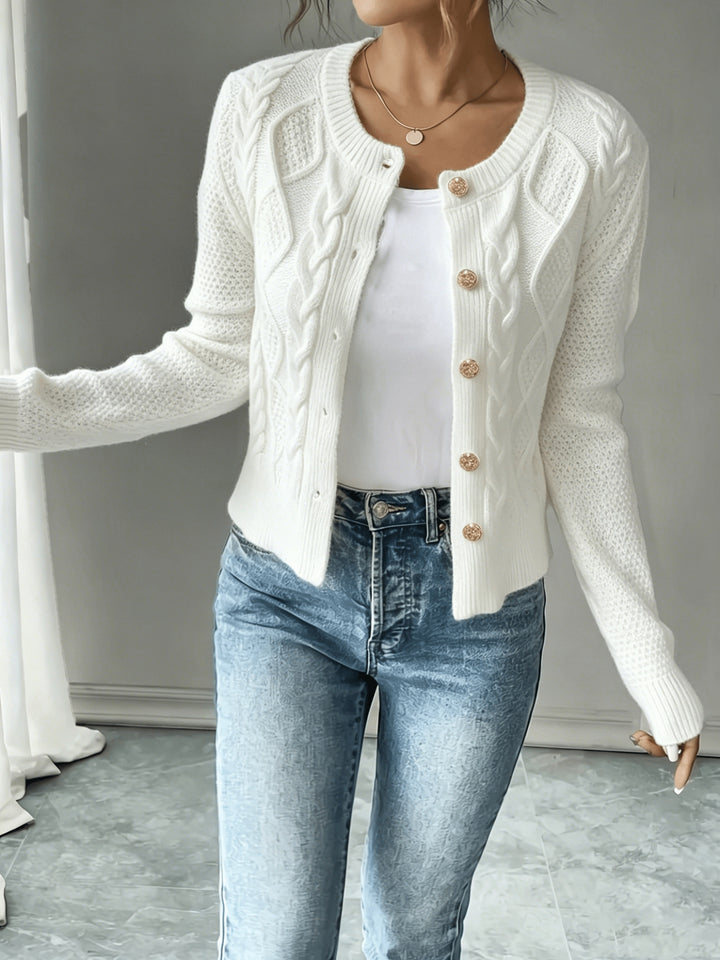 Eleanor | Cable-Knit Button-Front Cardigan