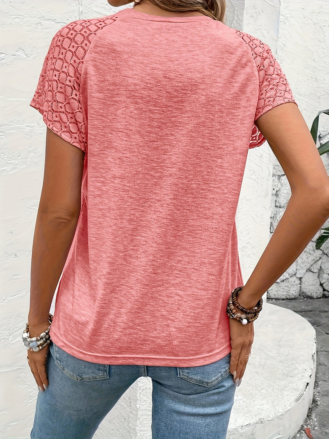 Marlena | Lace-Sleeve Round Neck Top