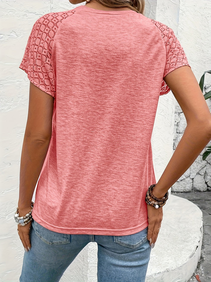 Marlena | Lace-Sleeve Round Neck Top
