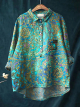 Flora | Artful Print Button-Up Shirt