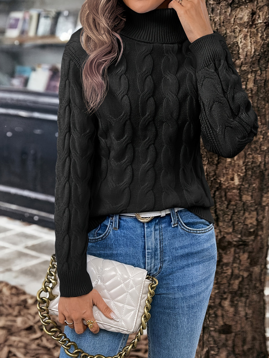 Prudence | Cable-Knit Turtleneck Sweater