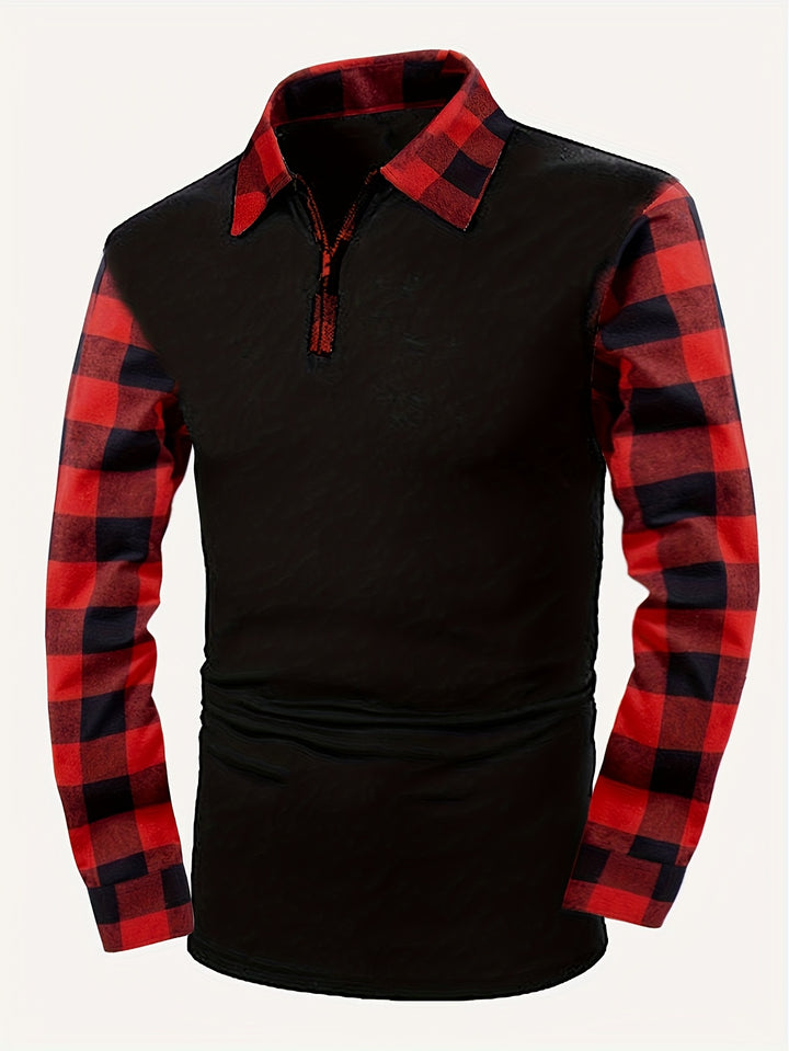 Jasper | Half-Zip Plaid-Sleeve Shirt