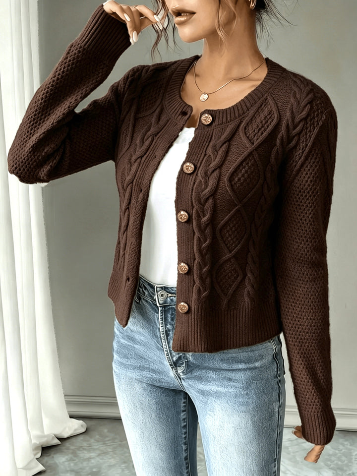 Eleanor | Cable-Knit Button-Front Cardigan