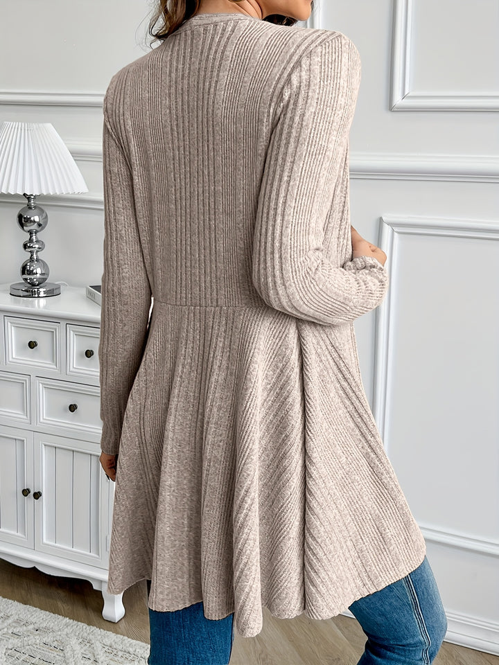Marianne | Ribbed Longline Open-Front Cardigan