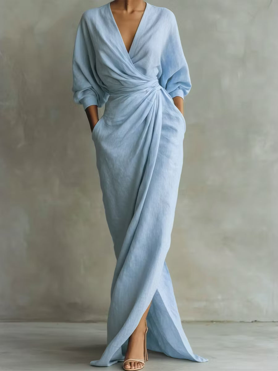 Marigold | Draped Wrap Maxi Dress
