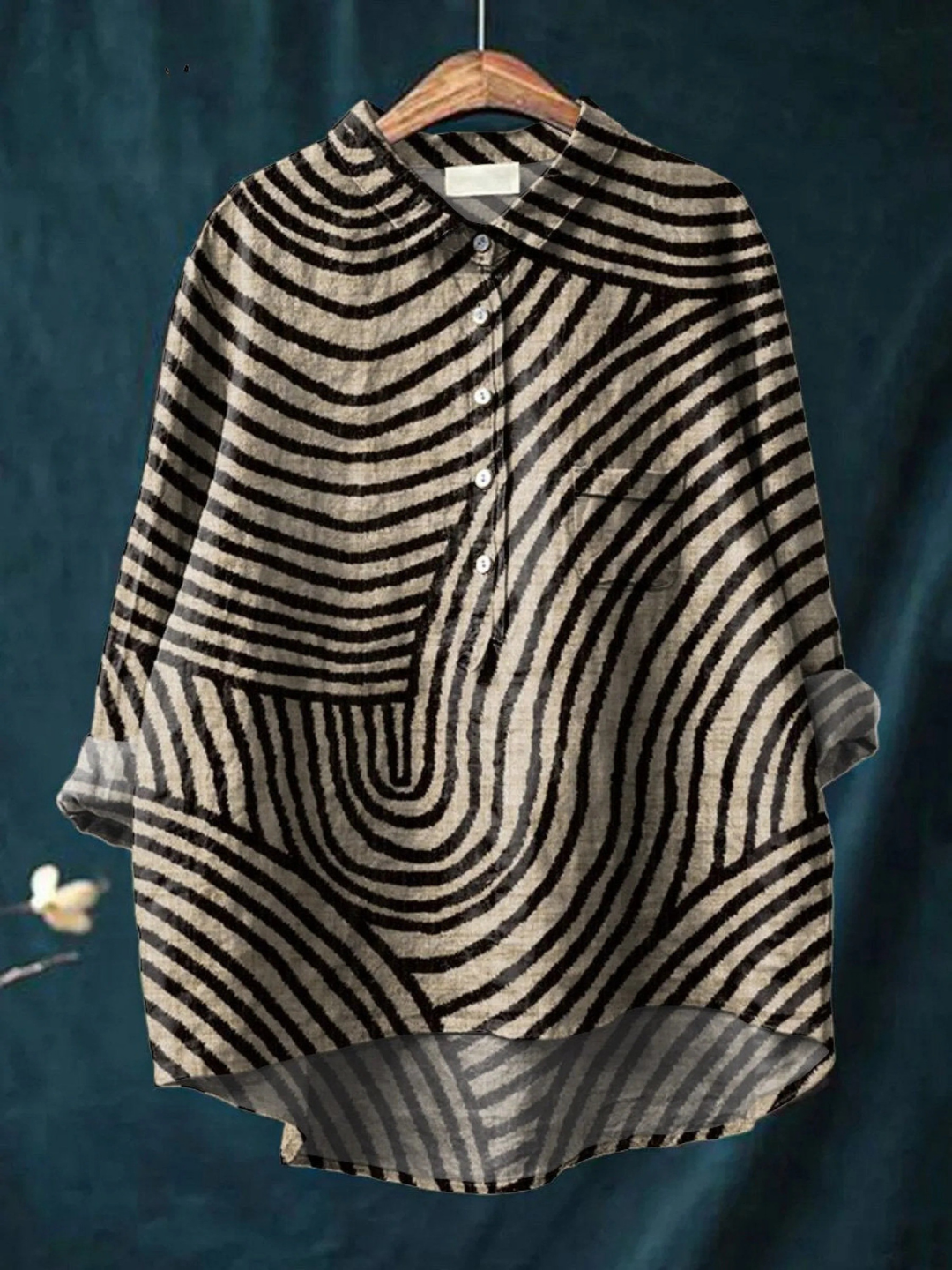 Roselle | Wave-Print Casual Shirt