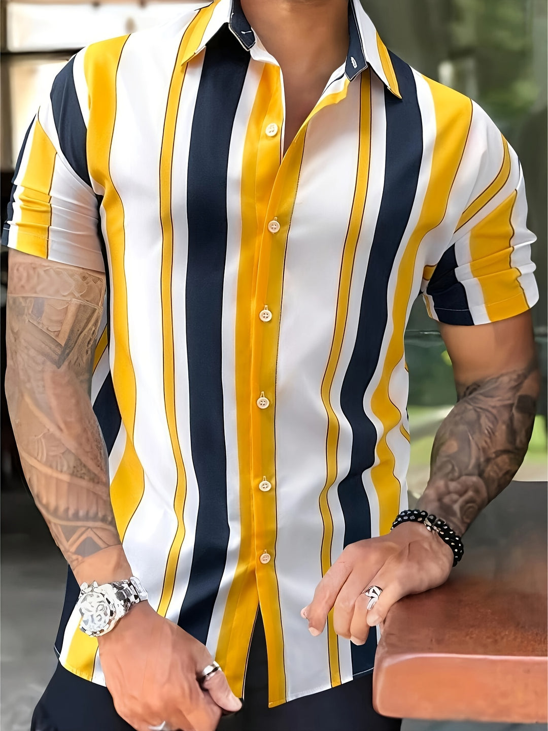 Albert | Men's Vertical Stripe Short Sleeve Shirt