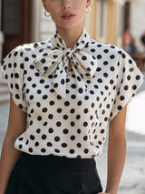 Millicent | Polka Dot Bow-Neck Blouse