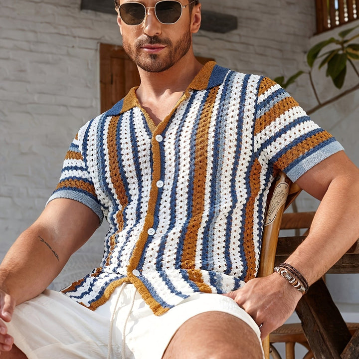 Lido | Men's Striped Knit Short Sleeve Polo
