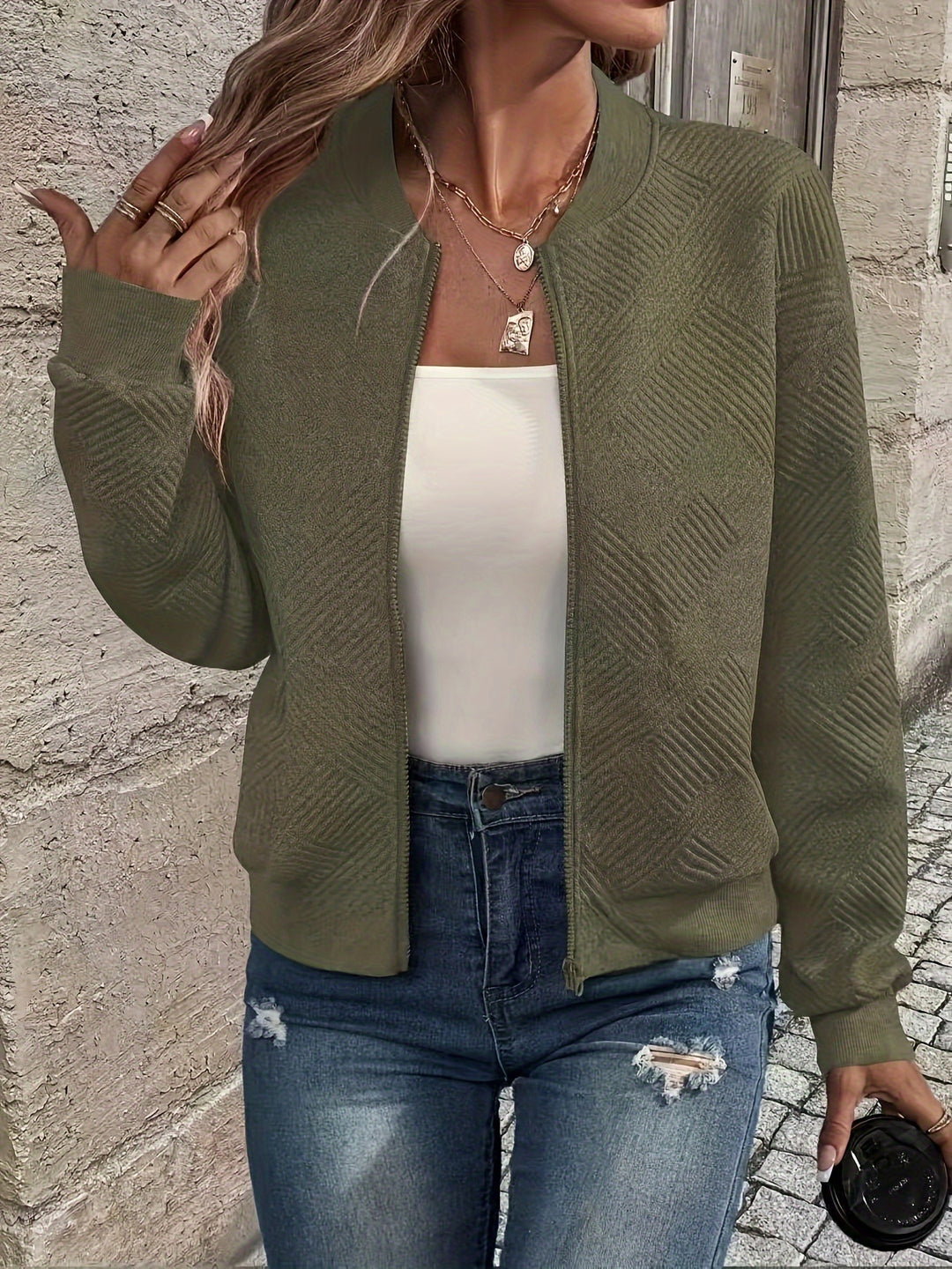 Charlotte | Textured Zip-Up Jacket