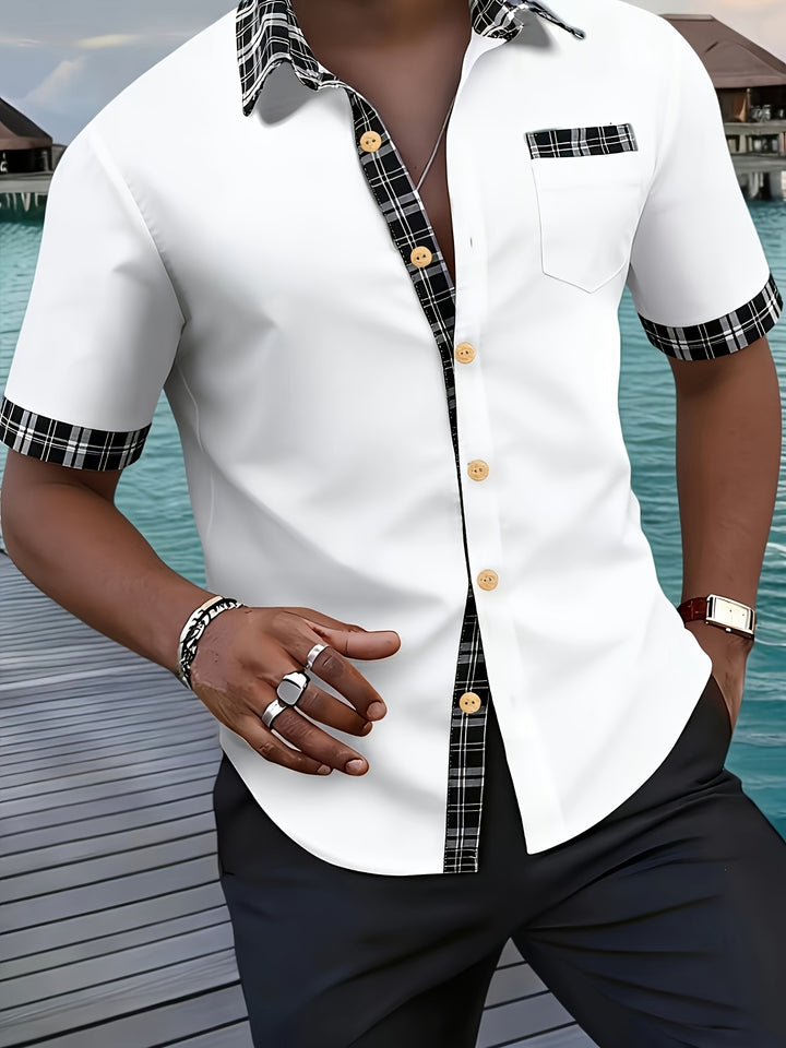 Fletcher | Men's Plaid Trim Short Sleeve Shirt