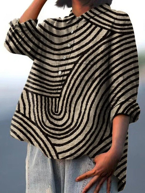 Roselle | Wave-Print Casual Shirt