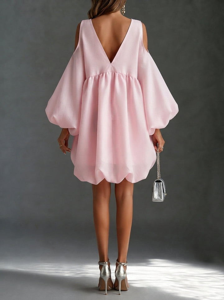 Lynette | Cold-Shoulder Balloon-Sleeve Mini Dress