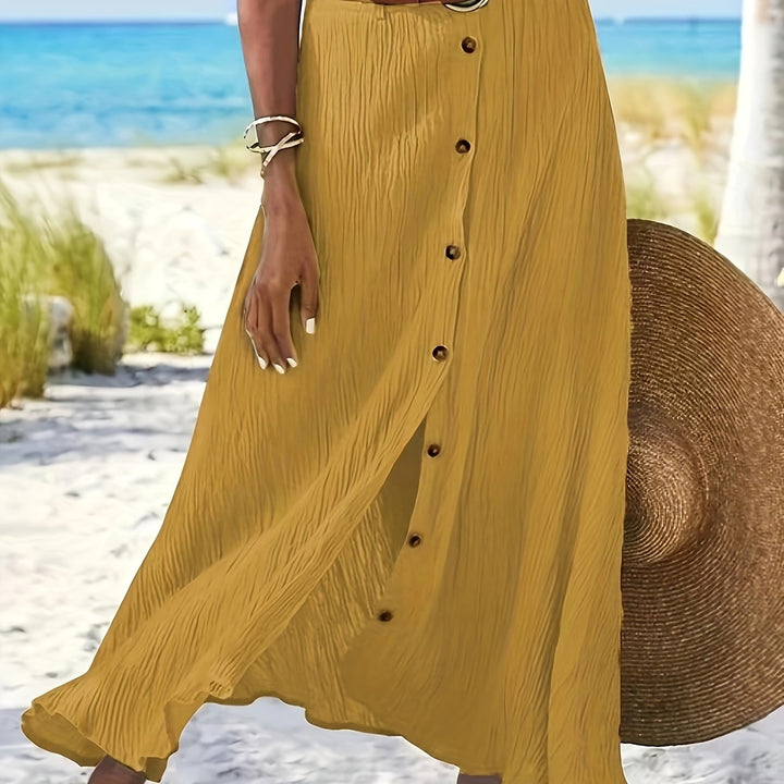 Diane | Button-Front A-Line Maxi Skirt