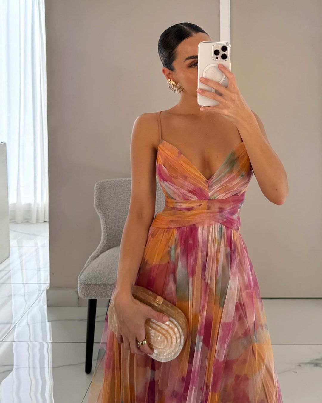Delphinia | Flowing Watercolour Maxi Dress