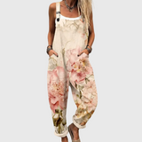 Blush Peony Watercolor Overalls